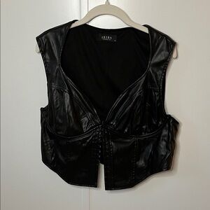 AKIRA Sleek Black Faux Leather Vest